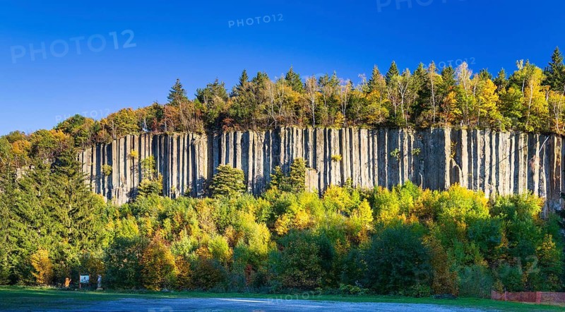 Basalt columns, the so-called organ pipes at Scheibenberg, Erzgebirge, Saxony, Germany