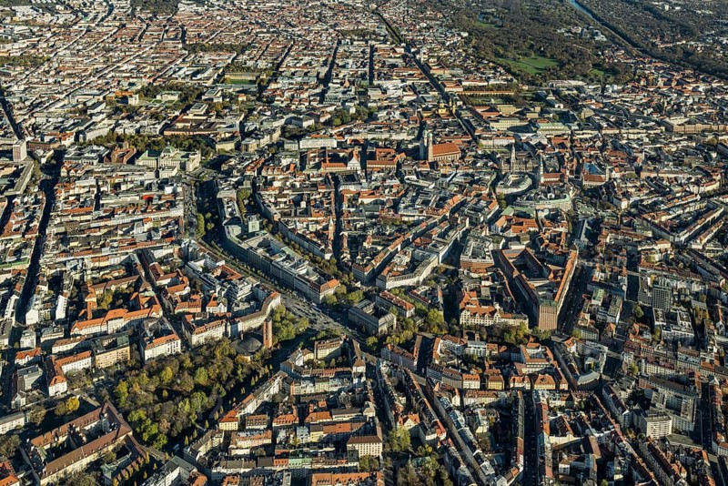 Munich city centre, aerial view, bird's eye view, Munich, Bavaria, Germany