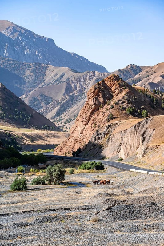 Pamir Highway, road through the mountains, Kyrgyzstan