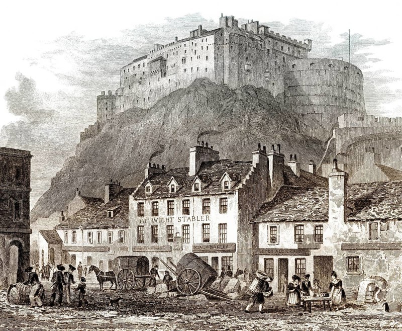 Edinburgh castle, Scotland, 19th century, from Modern Athens by Th. H. Shepherd