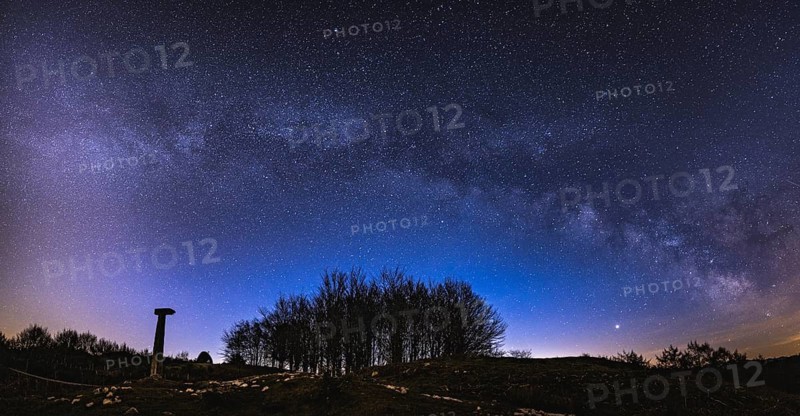 Arch of the Milky Way at night from the valley of Lesaka, Navarra