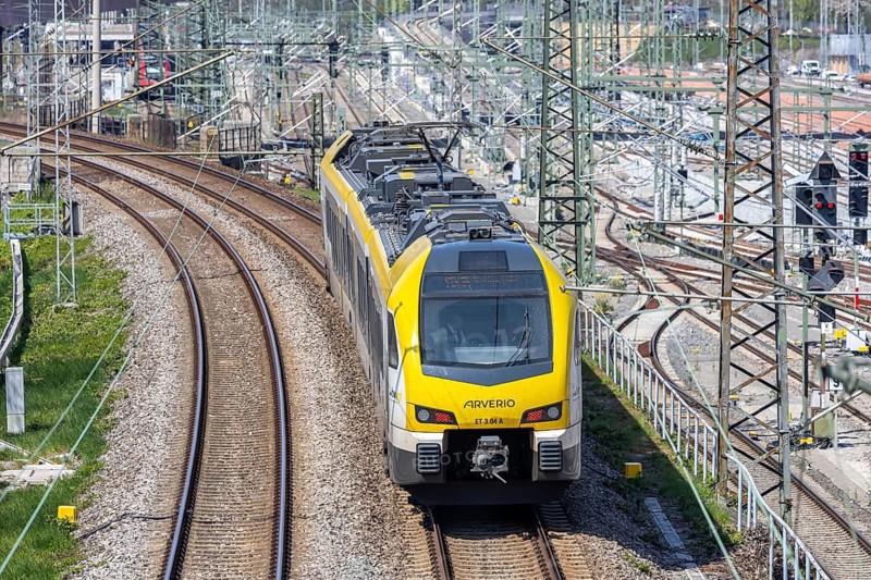 Regional train of Arverio type Stadler Flirt 3 in Stuttgart Untertürkheim, Germany