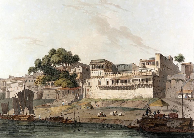 Patna on the Ganges, capital of the state of Bihar in north-east India, ca 1880, digitally enhanced reproduction of a 19th century original
