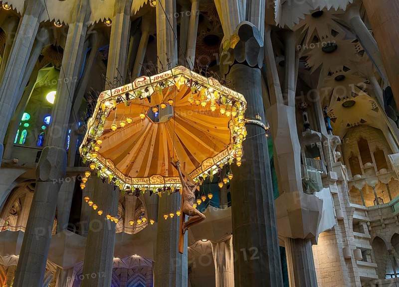 Interior of the Sagrada Família, Church of the Atonement of the Holy Family, architect Antoni Gaudí, Barcelona, Catalonia, Spain