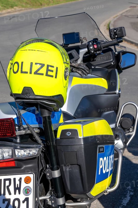 Police motorbikes, helmet, North Rhine-Westphalia, Germany