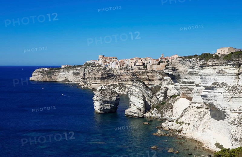 Ville haute or upper town on the Île de Fazio headland, medieval old town, Bonifacio, Corse-du-Sud department, Corsica, France