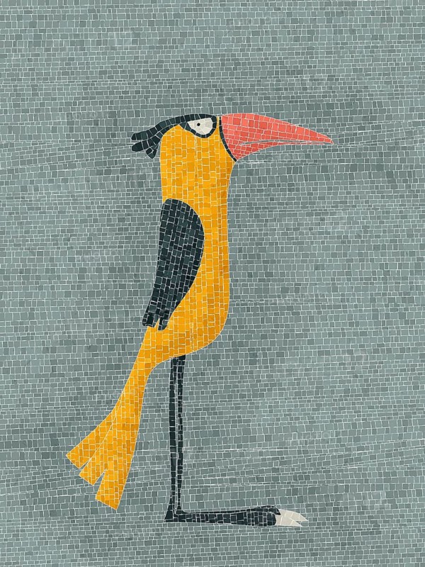 Yellow bird vector mosaic, graphic art