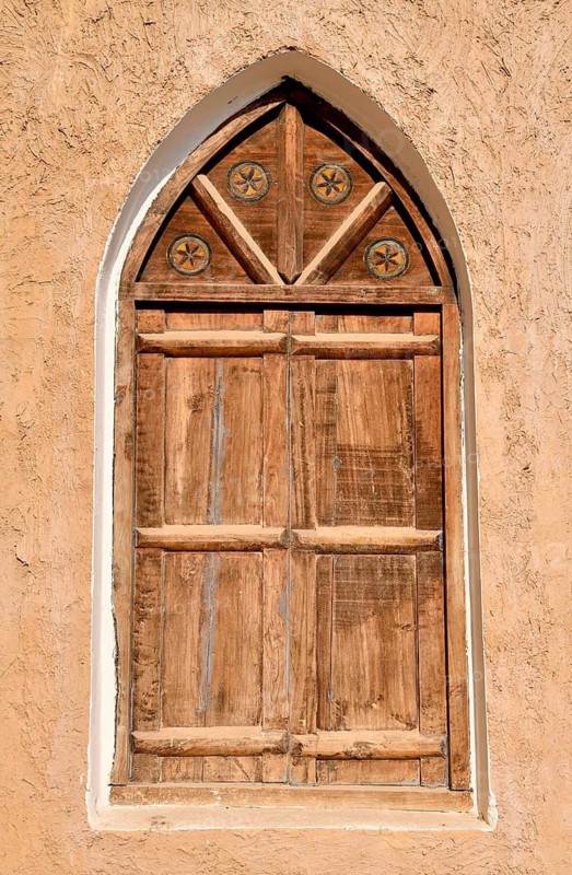 Detail of the façade of the Heritage Village, Museum, Dammam, ash-Sharqiyya Province, Persian Gulf, Saudi Arabia
