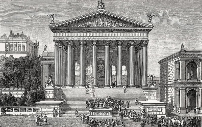 The Temple of Jupiter Stator, Ancient Rome, area of the Roman Forum
