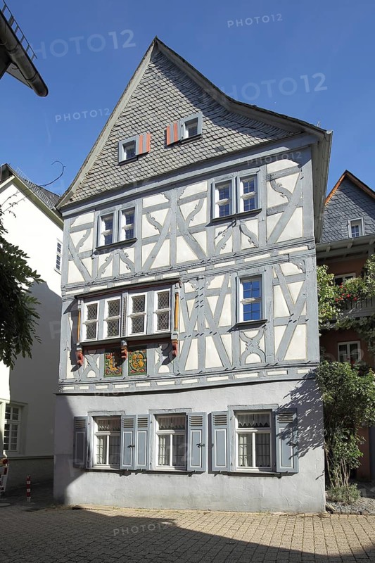 Grey timber-frame house in Limburg, Hesse, Germany