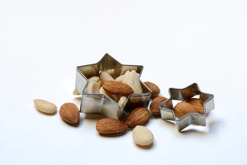 Almonds and biscuit cutters for biscuits