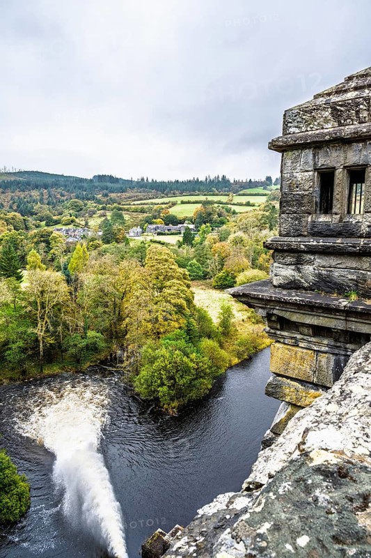 Autumn colors over Llyn Brianne Dam and Reservoir, Lake Vyrnwy, Powys, Wales, UK
