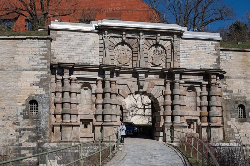 Fortress portal of the Hohenzollern fortress Wülzburg, a historic Renaissance fortress, built between 1588 and around 1610, Wülzburg, Weißenburg, Middle Franconia, m Bavaria, m Germanybd