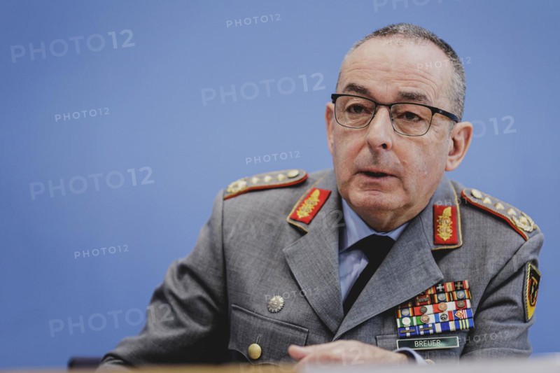 General Carsten Breuer, Inspector General of the Bundeswehr, at a federal press conference on the 'Quadriga' military exercise in Berlin, 22 April 2024