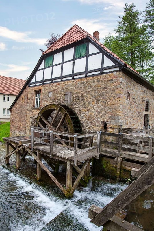 Oil mill, 18th century, Schloss Brake castle, Lemgo, North Rhine-Westphalia, Germany