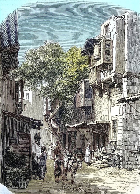 Street in Cairo in 1881, Egypt, Historical, digitally restored reproduction of a 19th century original