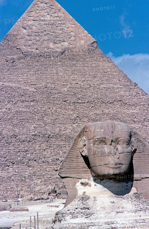 Chephren Pyramid, Great Sphinx of Giza, Cairo, Egypt, September 1989, vintage, retro, old, historical