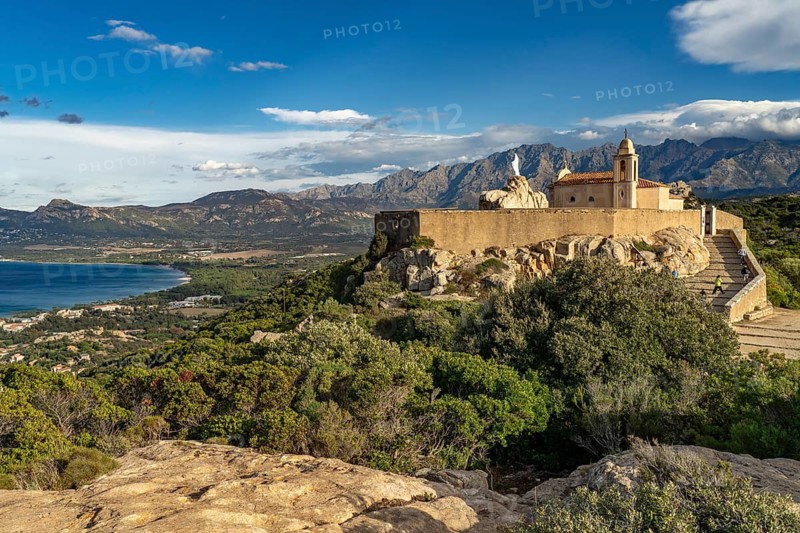 The Notre Dame de la Serra pilgrimage chapel in Calvi, Balagne, Corsica, France