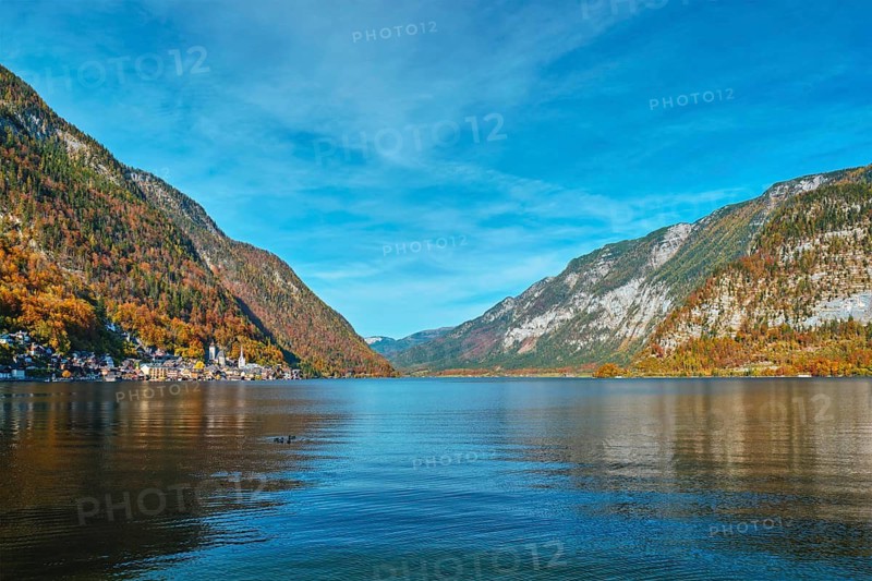 Austrian tourist destination Hallstatt village on Hallstatter See lake in Austrian alps. Salzkammergut region, Austria
