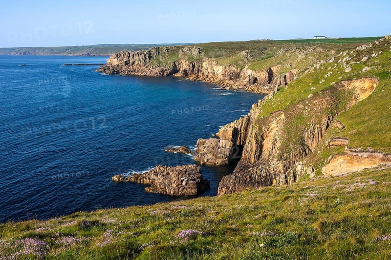 Coastal landscape at Land's End. Land's End, Penzance, Cornwall, England, Great Britain