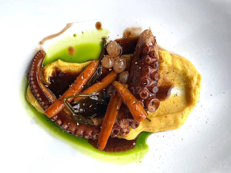 Octopus, octopus, squid, grilled, Sardinian style, food, Thessaloniki, Macedonia, Greece