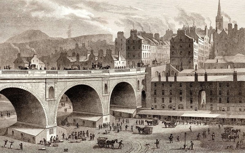 North Bridge, General, Market Street, Edinburgh, Scotland, 19th century, from Modern Athens by Th. H. Shepherd