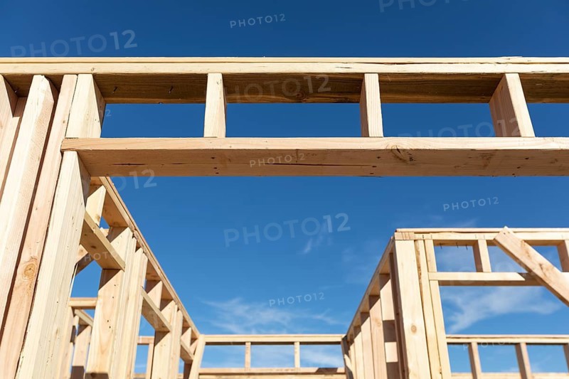 Wood Home Framing Abstract At Construction Site