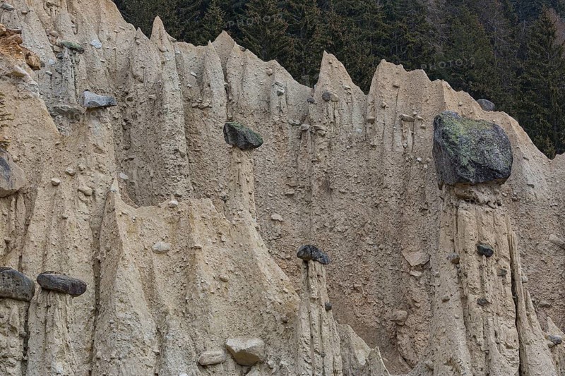 Earth pyramids located in Platten in the municipality of Percha, near Bruneck in South Tyrol, Italy