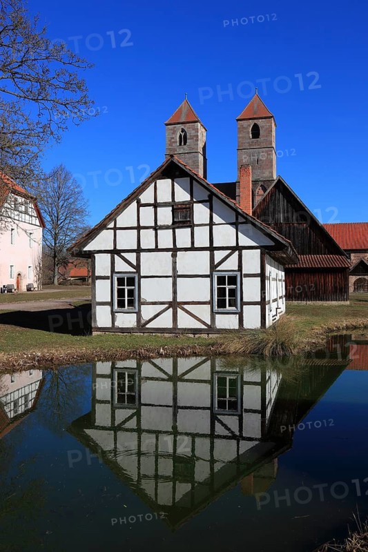 Buildings in the Henneberg Open-Air Museum in Kloster Veßra, Hildburghausen County, Thuringia, Germany