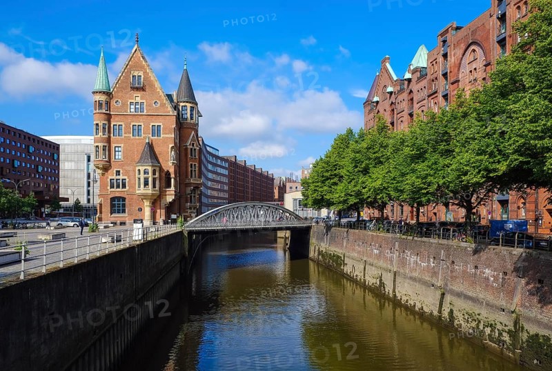 Hamburg, Germany - Speicherstadt, city view at St Annenplatz.