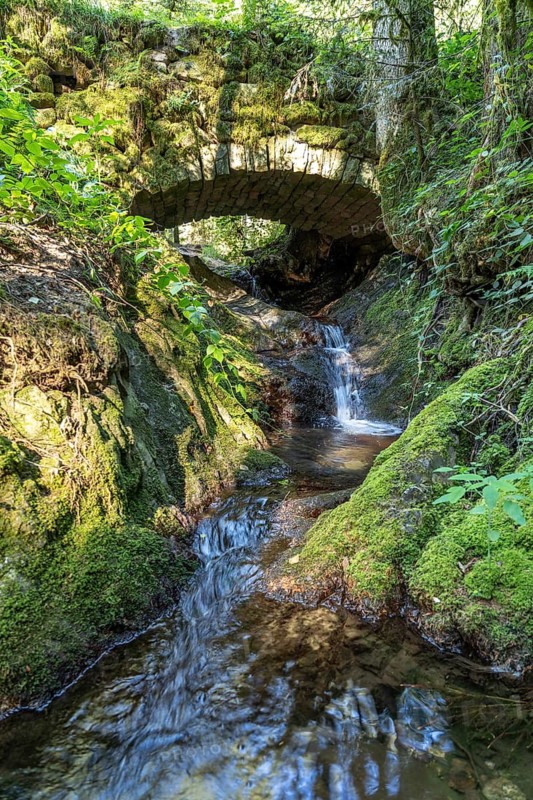 Historic stone bridge over the Gottschlägbach near Ottenhöfen in the Black Forest, Black Forest, Baden-Württemberg, Germany