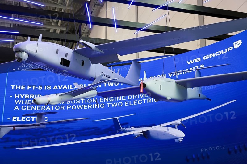 Düsseldorf, North Rhine-Westphalia, Germany - WB GROUP, reconnaissance drones at the exhibition stand at the XPONENTIAL Europe trade fair, leading trade fair for autonomous technologies & robotics. WB GROUP is a Polish defence and technology company headquartered in Ozarów Mazowiecki. Specialised in: Military communication systems Unmanned aerial vehicles (drones), such as loitering ammunition Warmate battlefield management systems