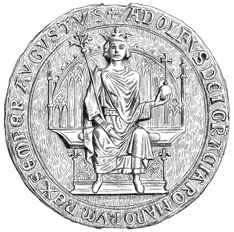 Small Throne Seal of Adolf of Nassau, c. 1255-1298, Count of Nassau and King of the Romans
