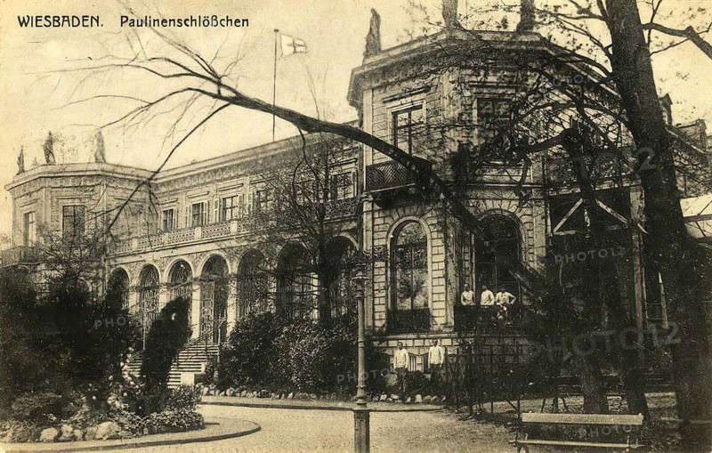 Historical postcard, picture postcard, Paulinenschlößchen in Wiesbaden, Hesse, Germany, digitally enhanced reproduction of an original from around 1900, picture postcard
