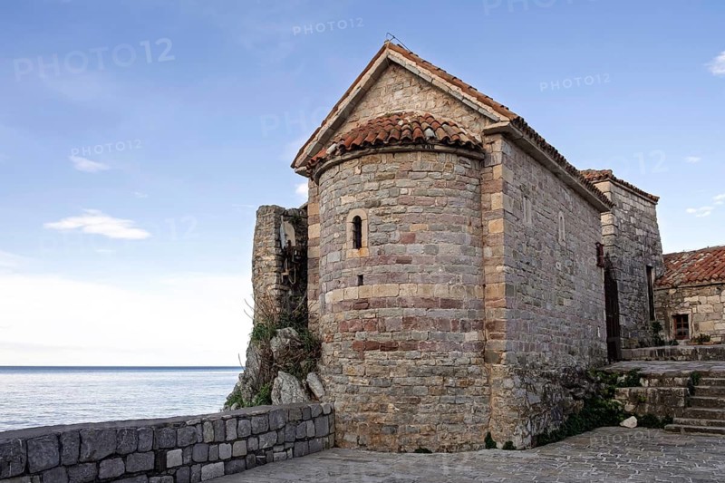 Church of St Sava by the sea, old town centre of Budva, Montenegro, Balkans