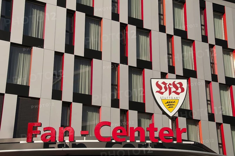 VfB Stuttgart fan centre in the Carl Benz Center, facade, Stuttgart, Baden-Württemberg, Germany