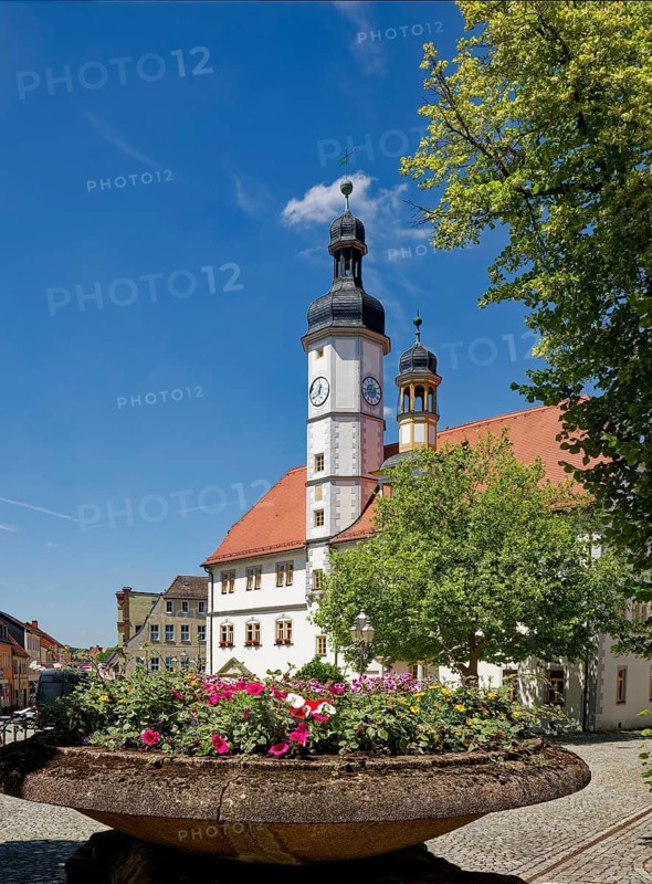 Eisenberg town hall from the 16th century on the market square, old town of Eisenberg, Saale-Holzland district, Thuringia, Germany