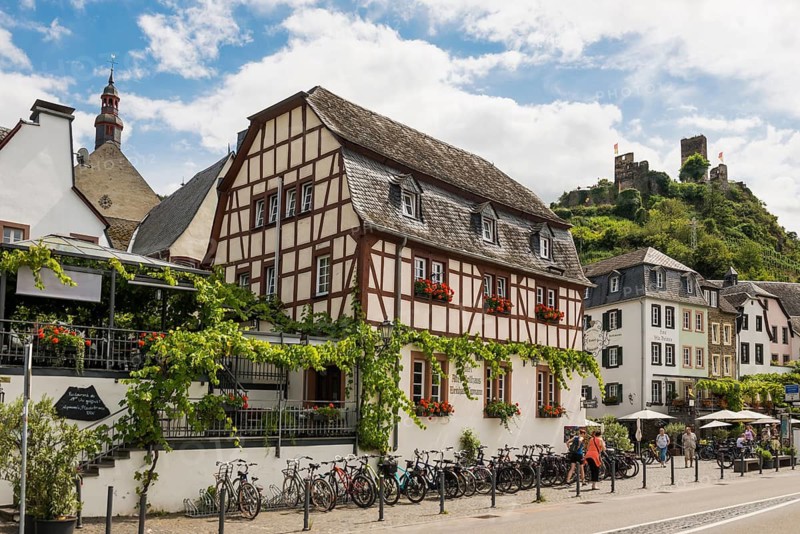 Picturesque village with half-timbered houses, Beilstein, Moselle, Rhineland-Palatinate, Germany