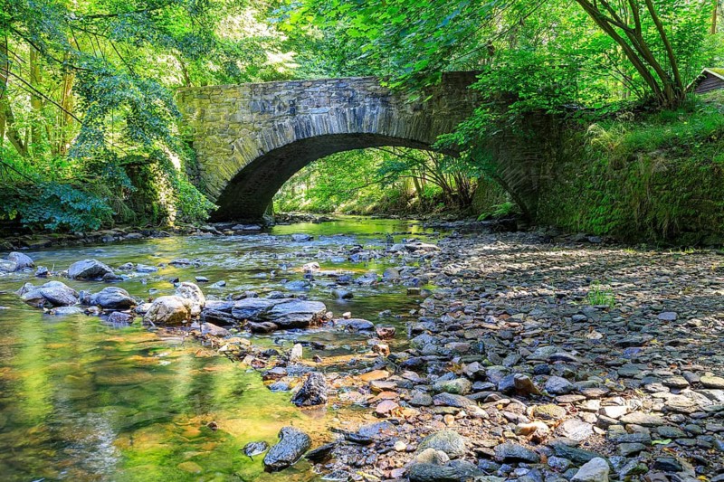 Historic salt bridge over Bobritzsch, Krummenhennersdorf, Halsbrücke, Saxony, Germany
