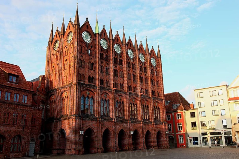 Town hall in the urban area of Altstadt, Stralsund, Hanseatic City of Stralsund, Vorpommern-Rügen district, Mecklenburg-Western Pomerania, Germany