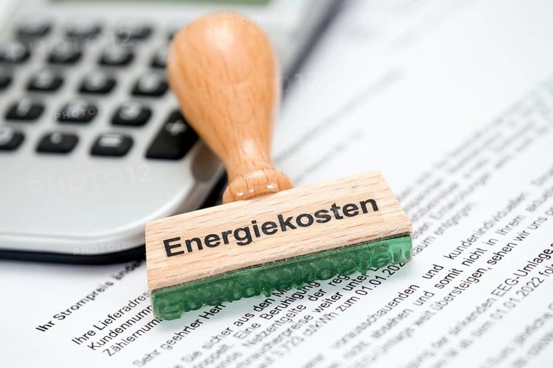 A stamp labelled Energy costs