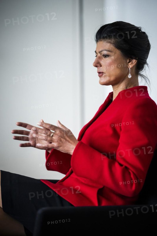 Sahra Wagenknecht is a member of the German Bundestag and founder of the BSW party, pictured here in front of her office in the German Bundestag in Berlin, 10 April 2024
