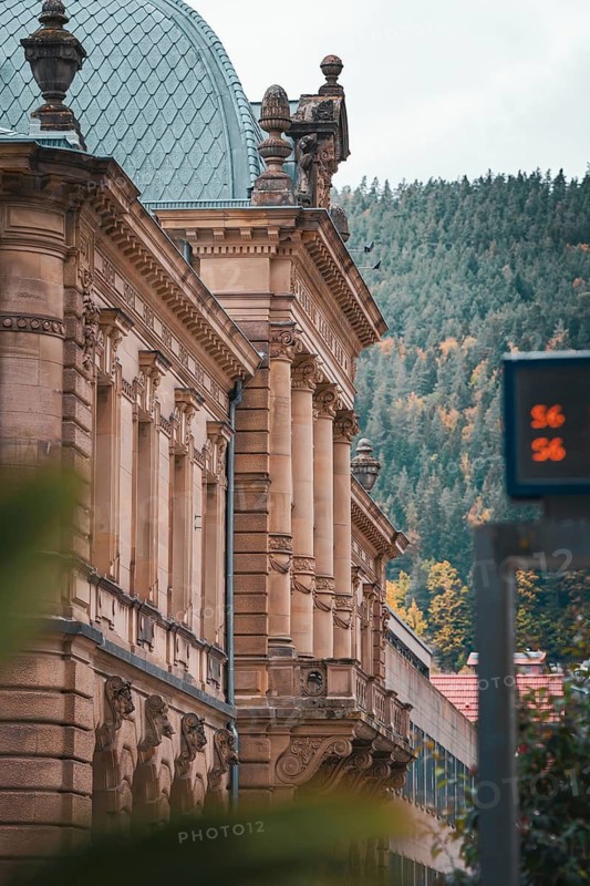Historic building in autumn, Bad Wildbad, Black Forest, Germany