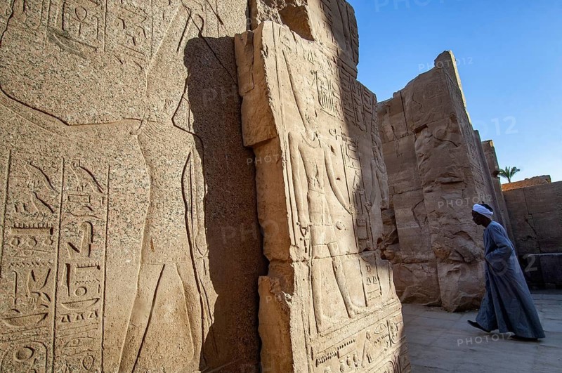 Luxor, Egypt. February 12th 2009 Karnak Temple Pharaonic inscriptions at the ancient Egyptian ruins beside the Nile at Luxor, Egypt