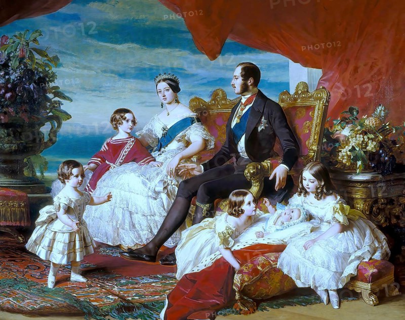 The Family of Queen Victoria, Princess Alexandrina Victoria of Kent, 24 May 1819, 22 January 1901, Queen of the United Kingdom of Great Britain and Ireland from 1837 to 1901, painting by Franz Xaver Winterhalter, Historic, digitally restored reproduction of a 19th century original, exact date unknown