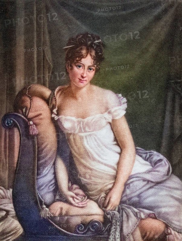 Juliette or Julie Recamier, née Jeanne Francoise Julie Adelaïde Bernard, called Madame Recamier (born 4 December 1777 in Lyon, died 11 May 1849 in Paris) was a French salonniere, Historical, digitally restored reproduction from a 19th century original, Record date not stated