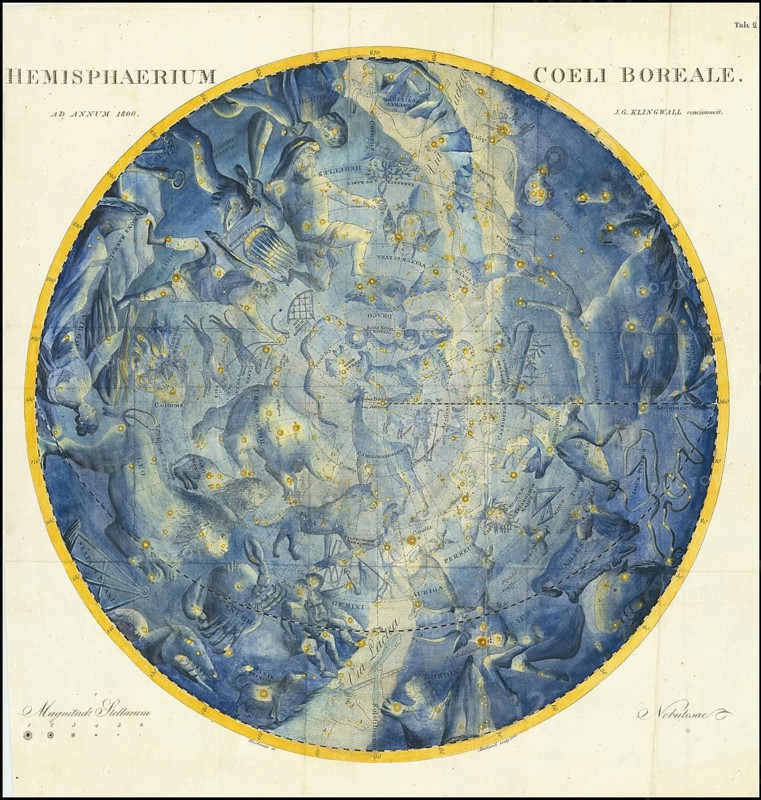 Zodiac sign, northern hemisphere, Coeli boreale, star chart, universe, astrology, horoscope, after Johann Elert Bode (19 January 1747 to 23 November 1826), Prussian astronomer