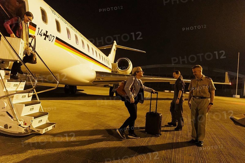 Svenja Schulze (SPD), Federal Minister for Economic Cooperation and Development, lands unaccompanied at the airport in Abuja after the government plane's overflight rights over Niger were withdrawn Abuja, 07.02.2024.Photographed on behalf of the Federal Ministry for Economic Cooperation and Development