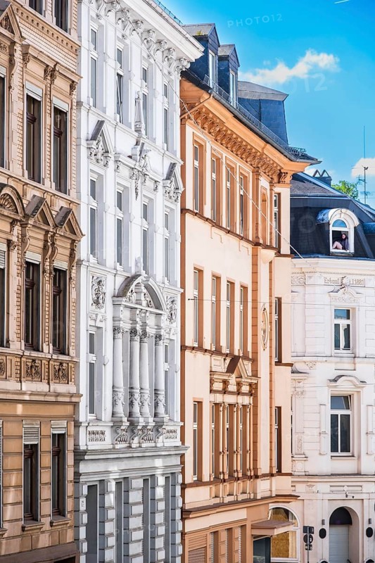 Street with old buildings from the Wilhelminian era in Wuppertal, Germany