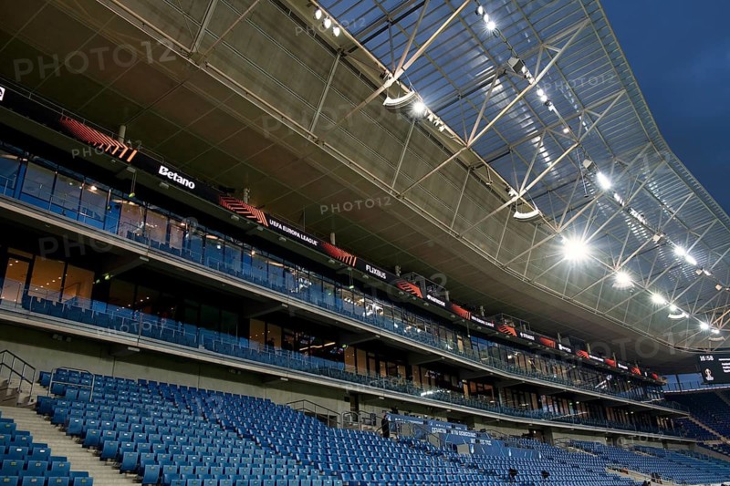 Main Stand, empty, Floodlights, Europa League, PreZero Arena, Sinsheim, Baden-Württemberg, Germany
